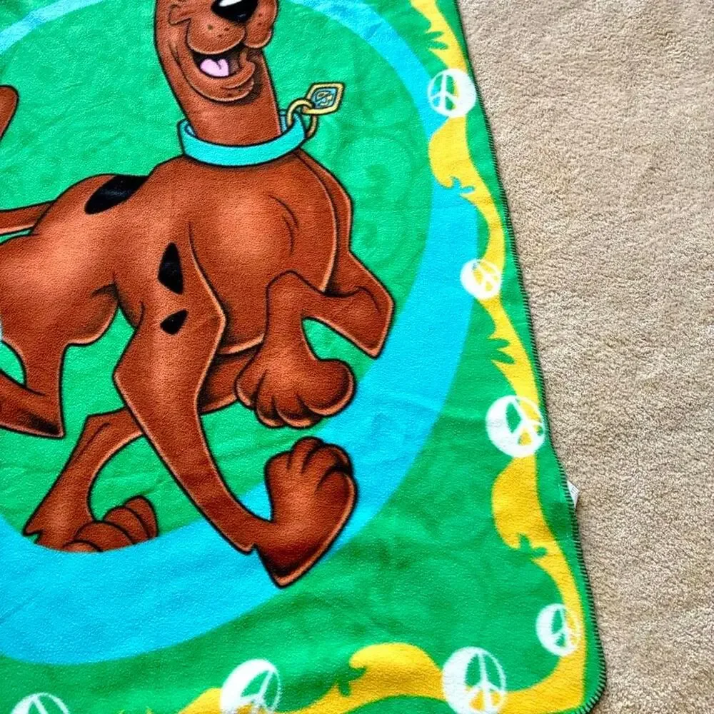 Vintage Y2K Cartoon Network Scooby Doo Fleece Blanket Throw Green 43”x60”